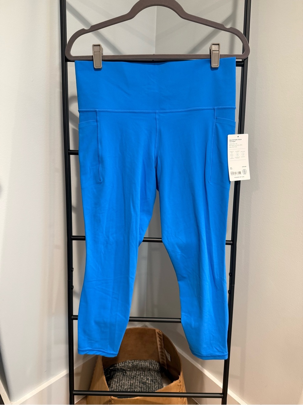 Athleta Bright Blue Capri Leggings with Side Pockets - Picture 3 of 3